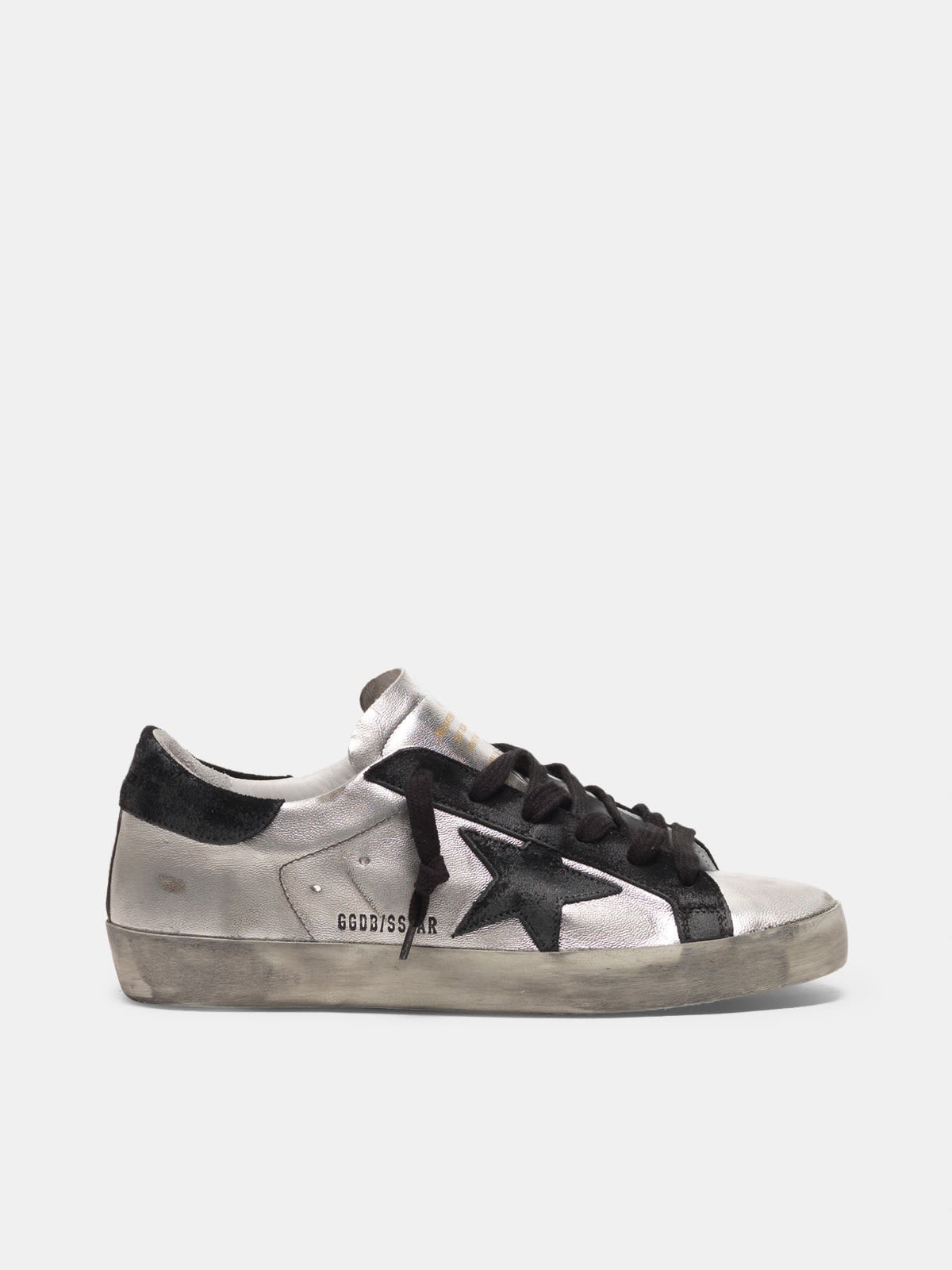 Super-Star sneakers in silver leather with contrasting inserts