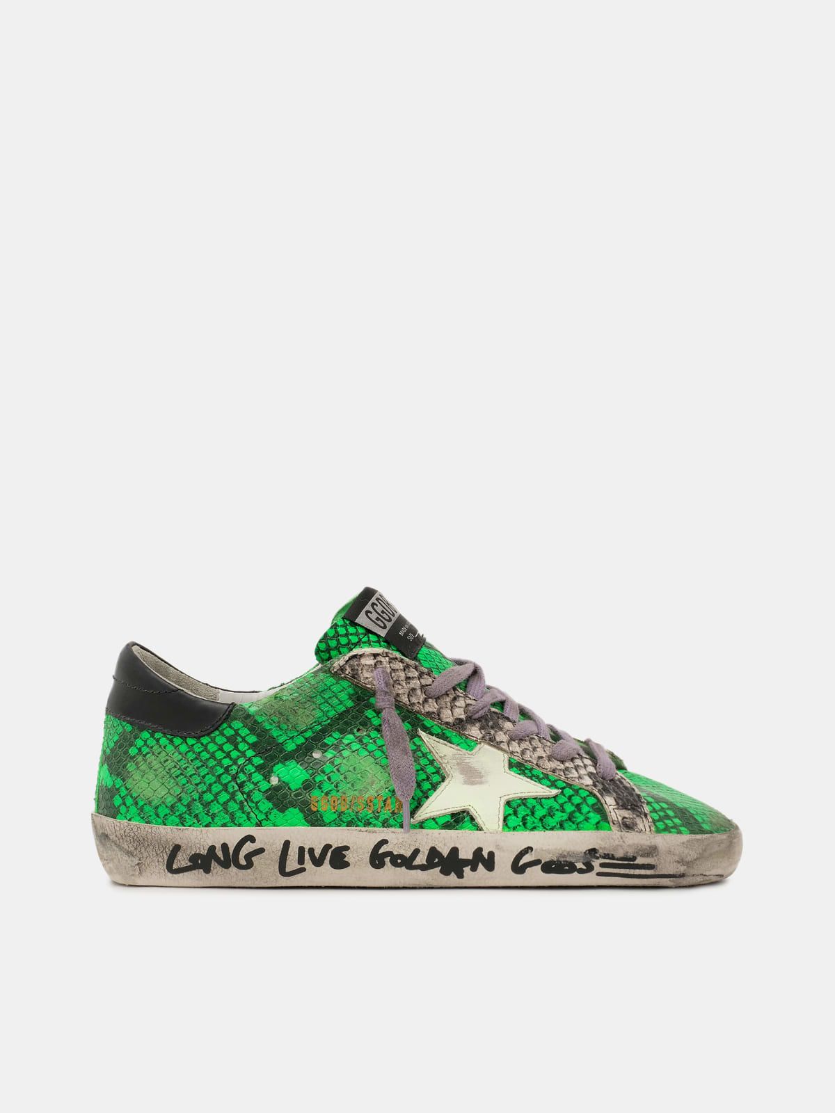 Super-Star sneakers in two-tone snake-print leather
