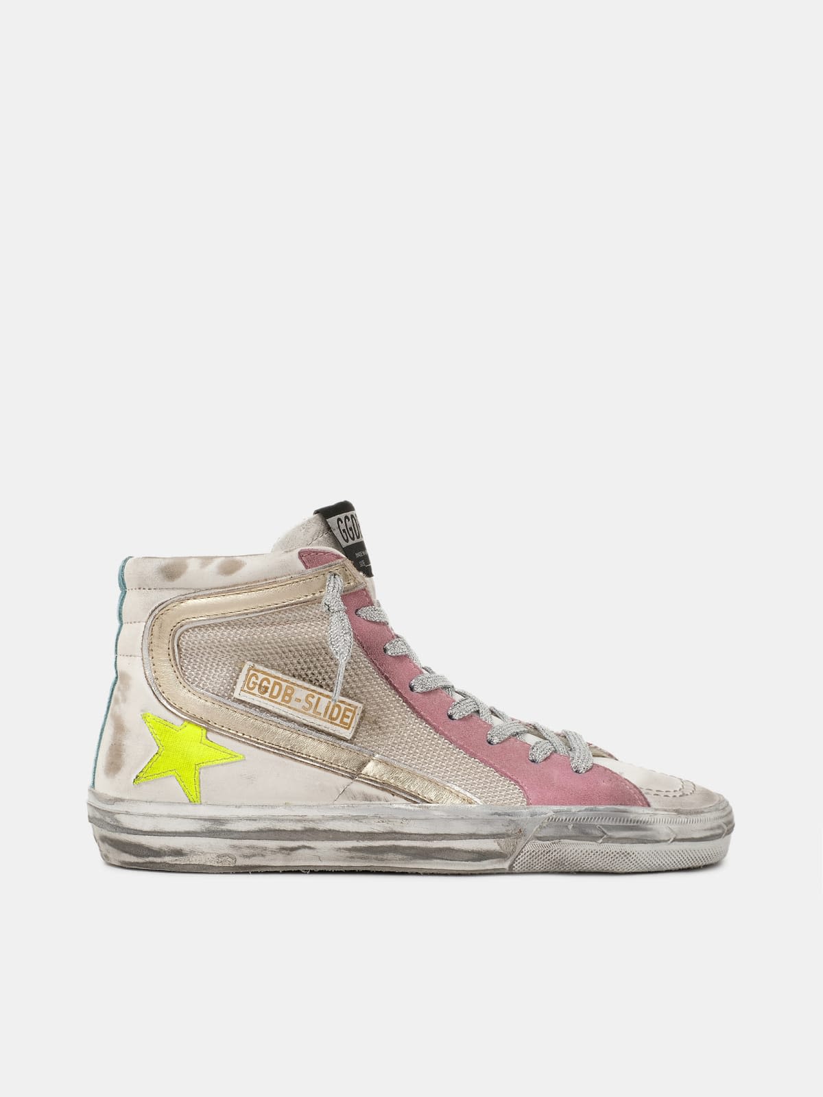 Slide sneakers with white and pink upper