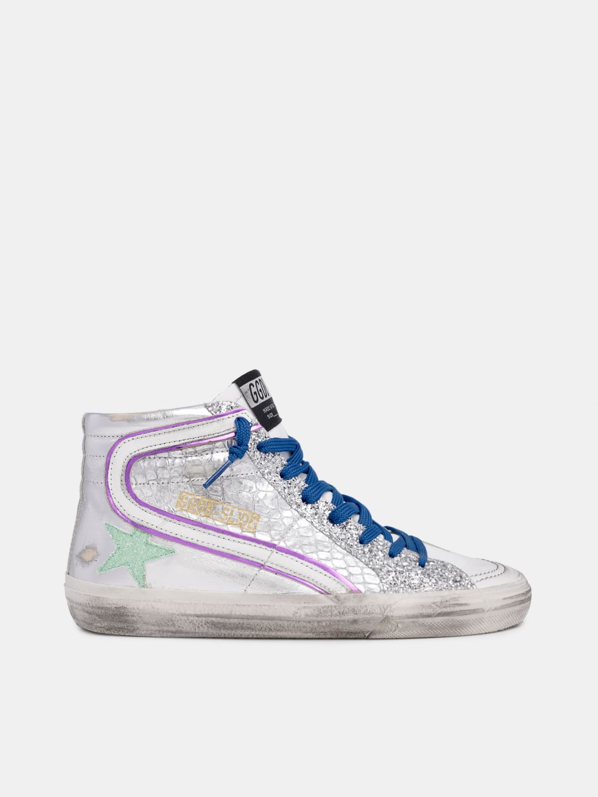 Silver Slide sneakers with glitter