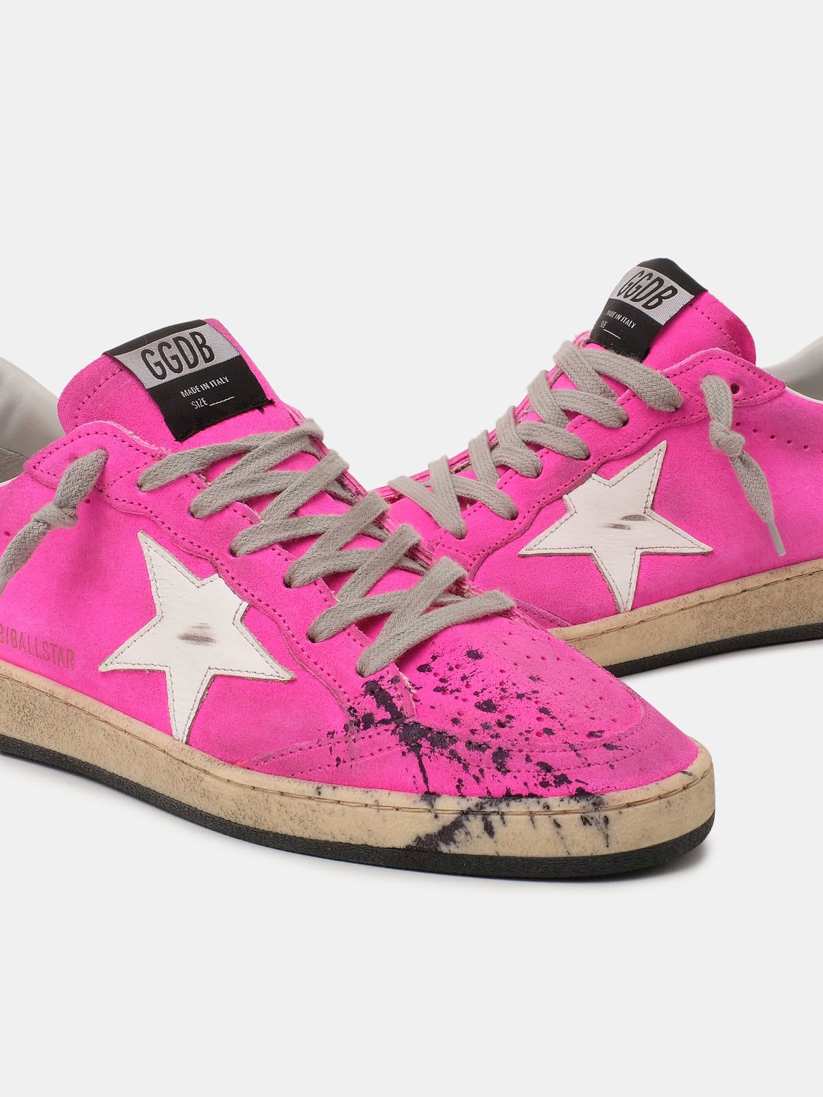 Ball Star sneakers in fuchsia leather with splashes of colour